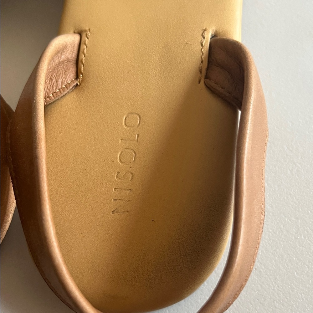 Nisolo Leather Crossband Slingback Sandals Women’s Size 10 Tan Brown Made Peru - Picture 7 of 9